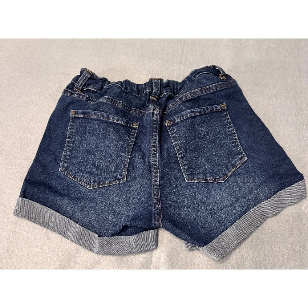 Wonder Nation Denim‎ Shorts Cuffed Dark Wash Adjustable Waist Girls Size 14